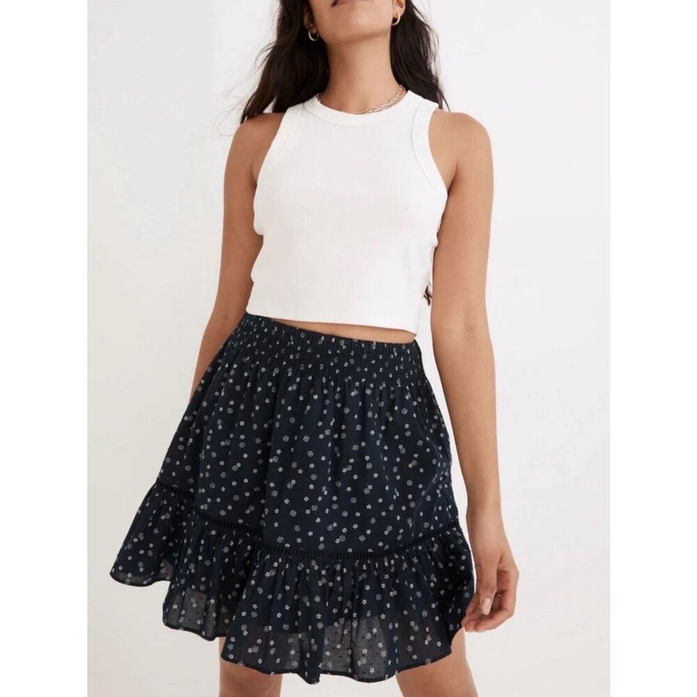 Madewell Smock-Waist Ruffle Mini Skirt Bandana Flower size small